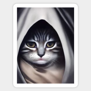 Hooded Cat - Modern Digital Art Sticker